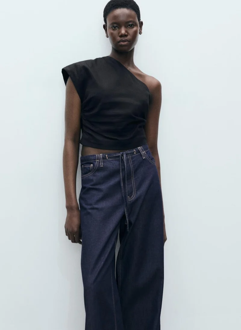 مانجو Wideleg Denim Trousers With Belt