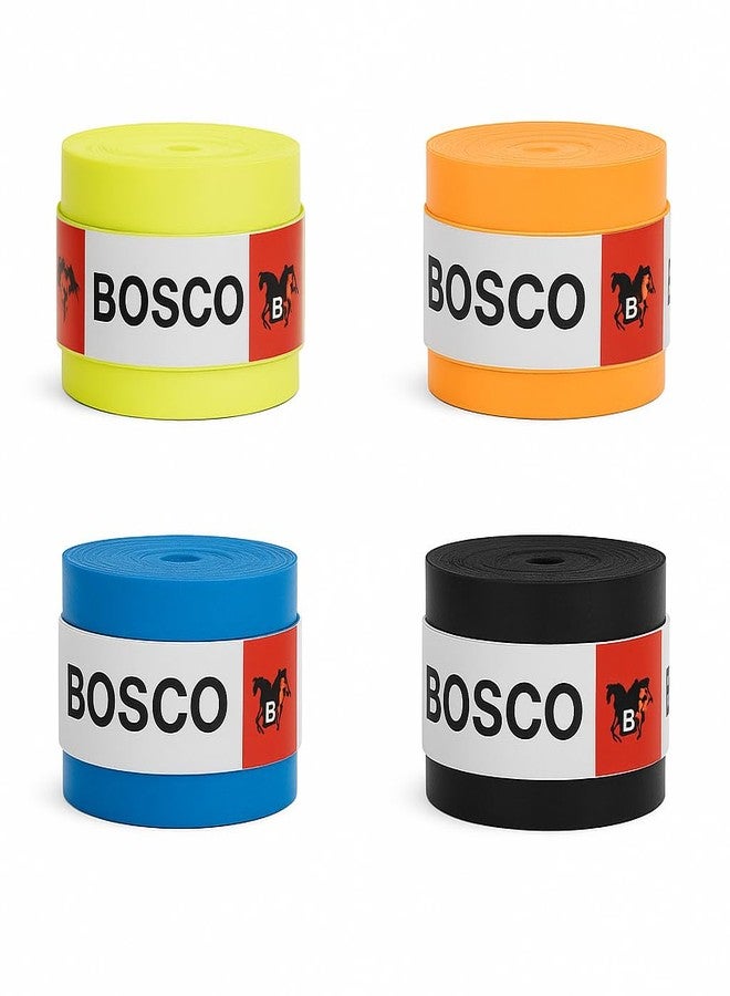 BOSCO Badminton Grip, for All Type Racket with Multicolor Sports Grip, Pack of 4, Standard Size, Yellow Orange Blue White Red Black, High Sweat Absorption, 25 cm Lengthw. - Image 2