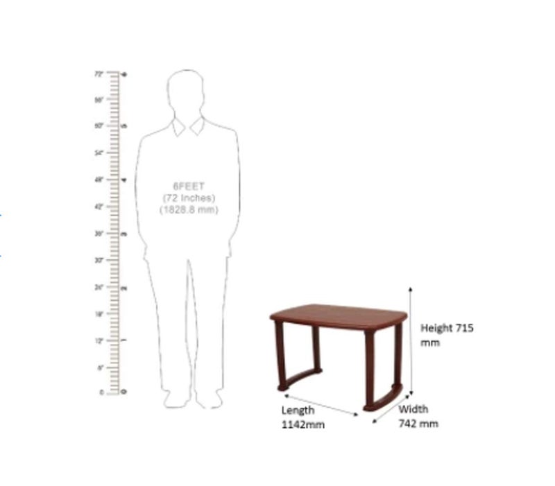 RW REST WELL Arjun 4 Seater Plastic Dining Table for Home, Restaurants, Cafeterias and Outdoor Areas (Rectangular, Globus Brown) - Image 3