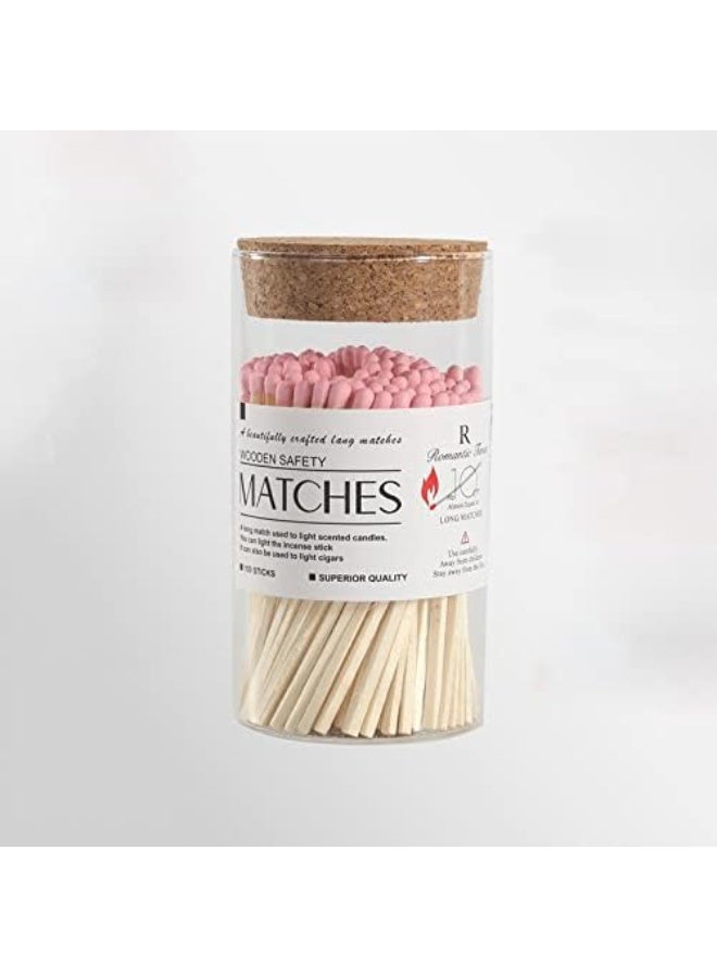 Romantic Long Matches Scented Candles Bottle Art Colorful Tip Cigar Lighter Aromatherapy Match Tools Smell Proof Matches (Pink) 150pcs - Image 1