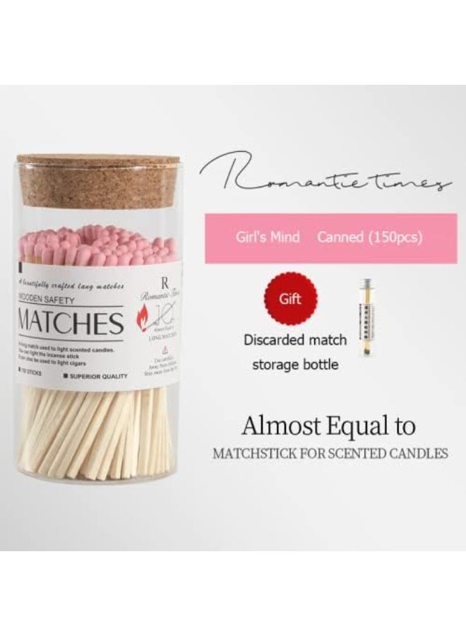 Romantic Long Matches Scented Candles Bottle Art Colorful Tip Cigar Lighter Aromatherapy Match Tools Smell Proof Matches (Pink) 150pcs - Image 2