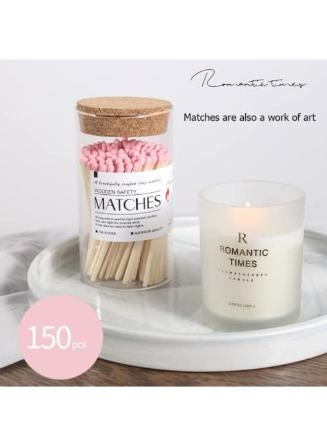 Romantic Long Matches Scented Candles Bottle Art Colorful Tip Cigar Lighter Aromatherapy Match Tools Smell Proof Matches (Pink) 150pcs - Image 3