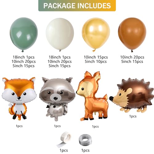 DUBEDAT Woodland Animal Balloons Garland Arch138Pcs Sage Green Brown Sand White Balloons for Baby Shower Kids Woodland Animals Theme Birthday Party Supplies Decorations - Image 5