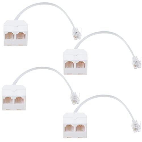 HPWFHPLF Two Way Telephone Splitters, 4 Pack RJ11 6P4C Male to Female Converter Cable, Telephone Wall Adaptor for Landline (4, White) - Image 5