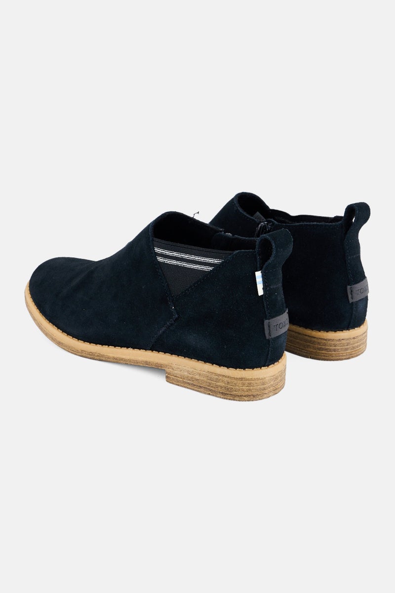 TOMS Kids Girl Leilani Suede Zipper Up Booties, Black  - Image 2