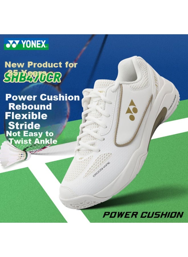 Yonex Shb470Cr Badminton Shoes For Men And Women, Cushioning And Anti-Slip Sports Shoes, White, Size 42 - Image 1