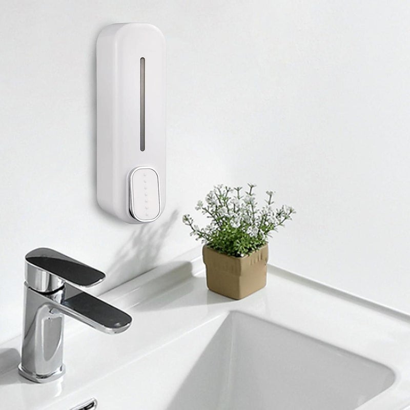 BATH GURU موزع صابون سائل من بلاستيك ABS، للحمام، المطبخ، الشامبو، المعقم، جل الاستحمام، عبوة من 6، 350 مل، أبيض نحيف - Image 3