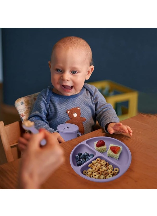 iNeek 9 Piece  Baby Led Weaning Supplies Silicone Feeding Set  Baby Toddler Bib Cup Divided Plate and Bowl Self Feeding Spoons Dish Set  Baby Utensils |Toddler Feeding Supplies  - Image 5