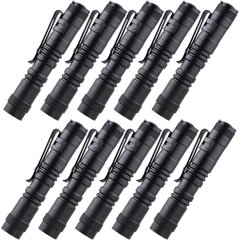 Beieverluck 10 Pack Small Mini Flashlights Pocket Flashlight Penlight with Clip Tactical Pen Light for Camping Outdoor Emergency Inspection Fathers Gifts for Dad Husband
