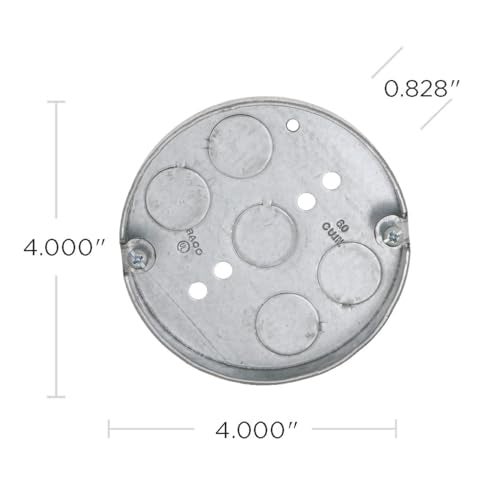 Hubbell-Raco 8293 1/2-Inch Deep, 1/2-Inch Bottom Knockouts 4-Inch Round Ceiling Pan Gray - Image 2