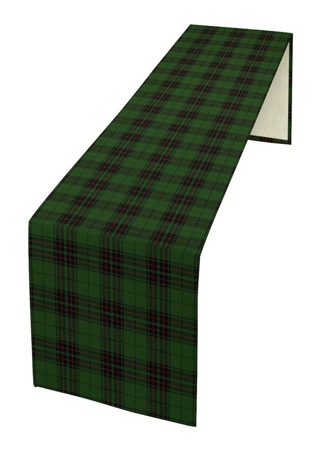 KANEPE Plaid Table Runner Bright Green Checkered Pattern Decor for Party Dinner Festival Farmhouse Holiday Dining Room Classroom Home Kitchen Cafe, 13x36in - Image 1