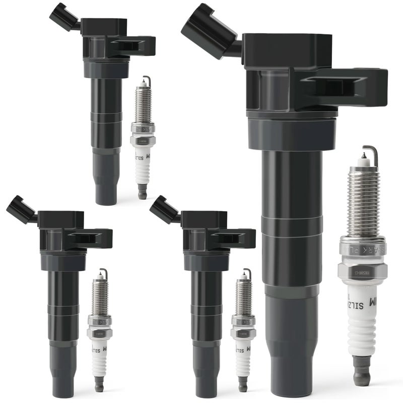 BELKEBIR Set of 4 Ignition Coil Pack & Iridium Spark Plugs Compatible with 2.0L 2.4L 2008-2014 Hyundai Sonata Santa Tucson Genesis Coupe, 2008-2015 Kia Optima Forte Sorento Sportage Replace UF611 & XP6203 - Image 1