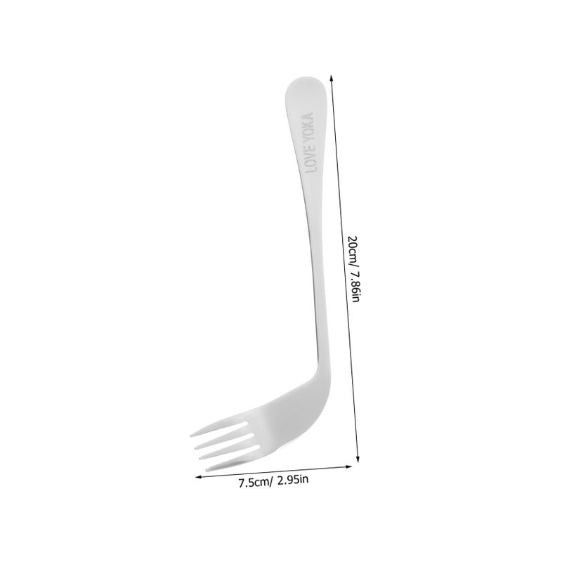 Stainless Steel Angled Feeding Fork Spoon Set 2 Pieces Adaptive Utensils for Elderly - Image 3