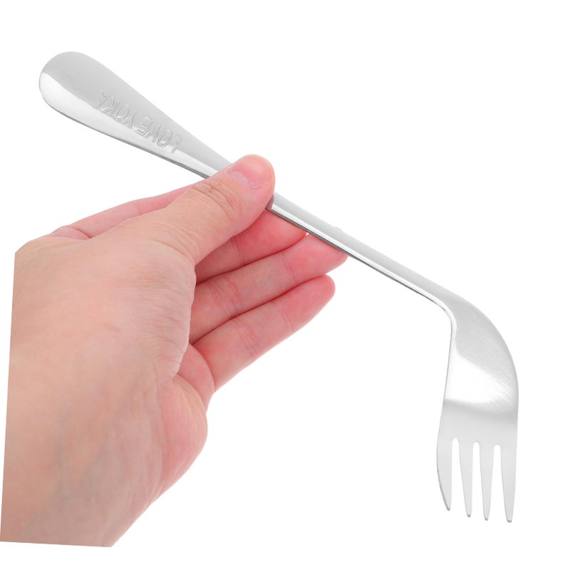 Stainless Steel Angled Feeding Fork Spoon Set 2 Pieces Adaptive Utensils for Elderly - Image 5