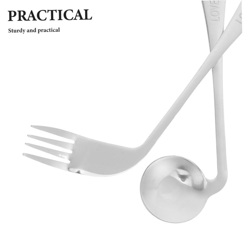 Stainless Steel Angled Feeding Fork Spoon Set 2 Pieces Adaptive Utensils for Elderly - Image 4