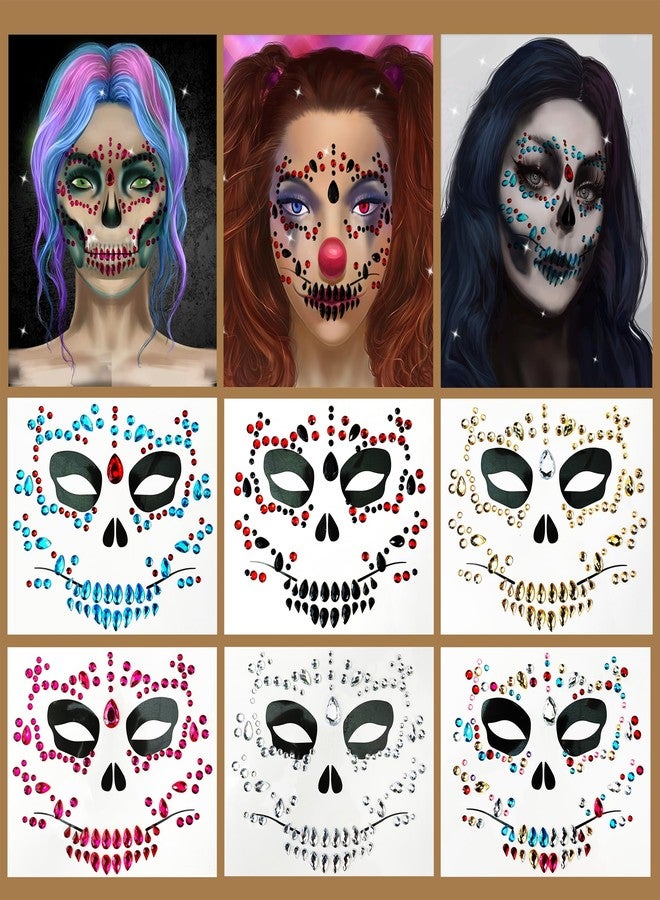 Kotbs Day of the Dead Face Gems Halloween Rhinestones, 6-Pack - Image 1