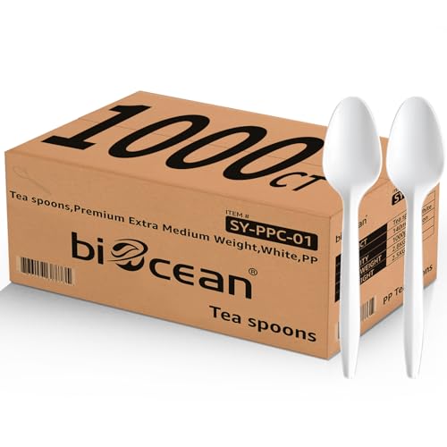 1000PCS Disposable Plastic Teaspoons Bulk Spoons White Silverware Reusable Heavy Duty Disposable Cutlery Plastic Utensils Flatware for Home Restaurant Party Picnic Camping Travel Teaspoon1000pcs