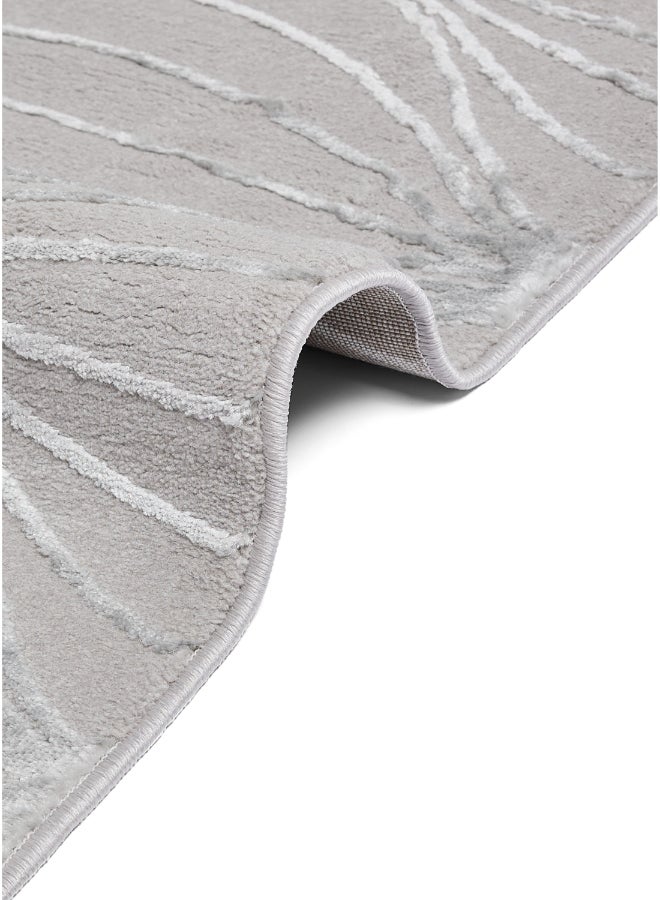 Noon East Carpet Rug Woven with Soft Texture |Polygon Rhythm Design  - Grey  | Size - 160x230 cm - 5x7.5 ft | For Medium Sized Family room, Bedroom with queen beds, 4-6 seater Dinning area, Entry hallways & Foyers - Image 3