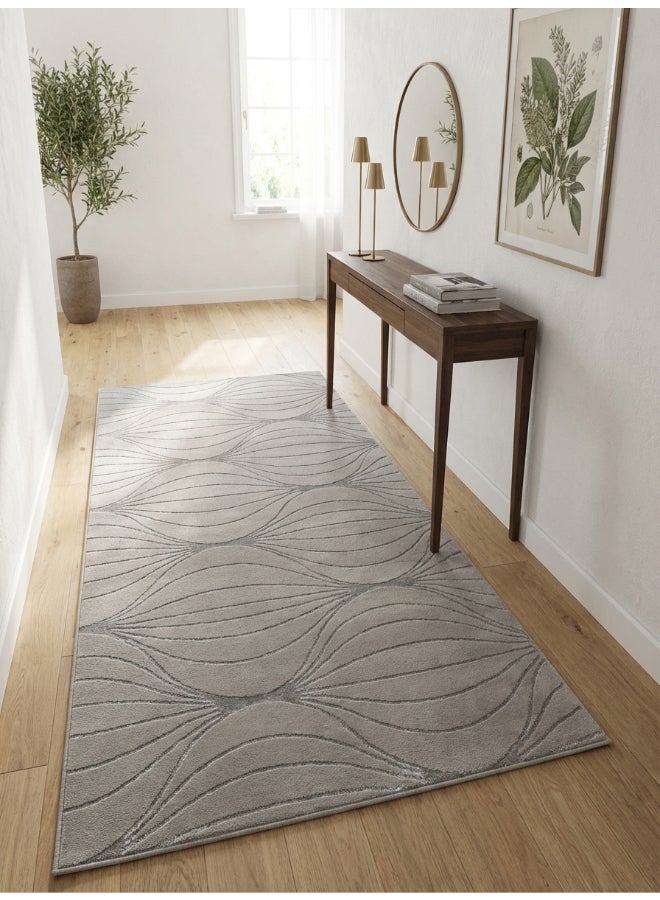 Noon East Carpet Rug Woven with Soft Texture |Polygon Rhythm Design  - Grey  | Size - 160x230 cm - 5x7.5 ft | For Medium Sized Family room, Bedroom with queen beds, 4-6 seater Dinning area, Entry hallways & Foyers - Image 2