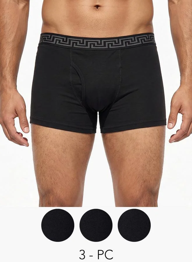 Printed Waistband Trunks - Pack of 3
