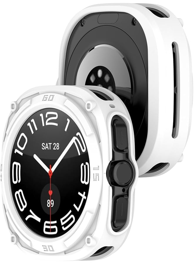 Dado Armor Style Case Protector Compatible With Samsung Galaxy Watch Ultra 47Mm Tpu Half Case Cover White - Image 3