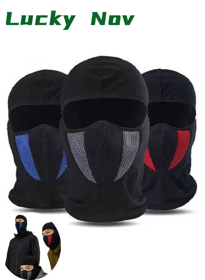 لاكي نوف 3 قطع  قناع وجه مقاوم للرياح، قناع وجه كامل، واقي من الشمس، مقاوم للغبار، قابل للتنفس، لارتداء الرأس، للدراجات النارية وركوب الدراجات والرياضة - Image 1