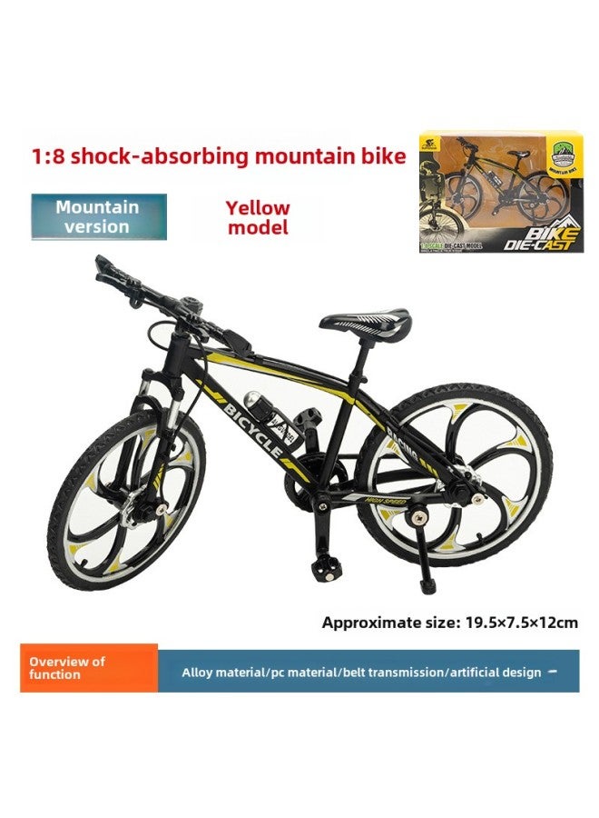 Bicycle Model Alloy Simulation Mountain Bike Speed Drop Car Road Bike Bicycle Gift Ornaments Toy Wholesale-Color: Mountain Bike (black And Yellow)  - Image 1