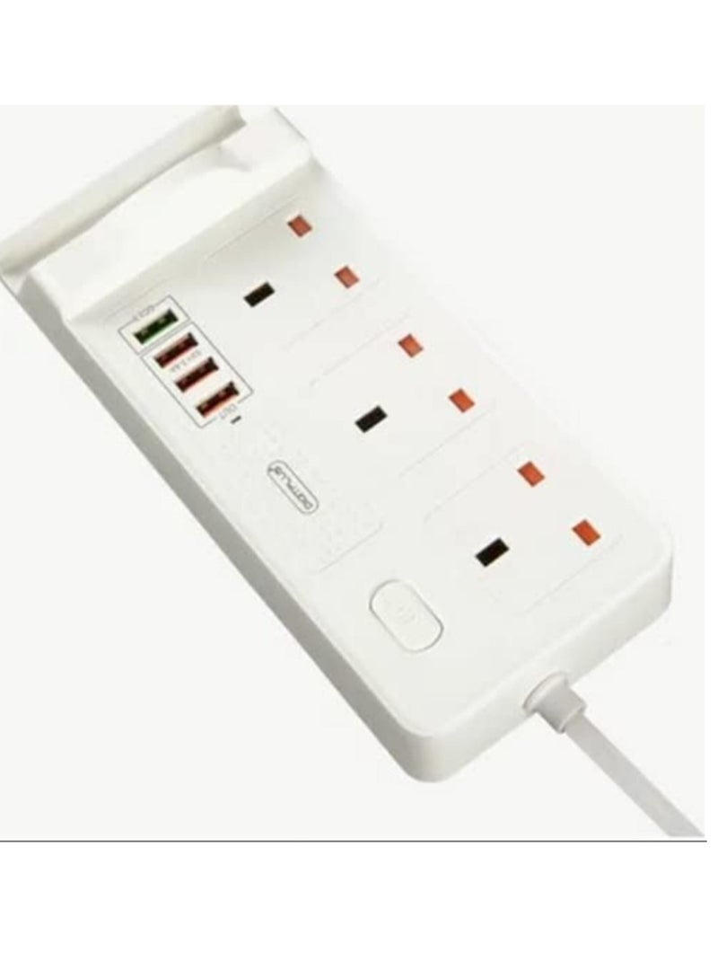3000w Multifunction Extension 4 USB with 3 Outlet Surge Protector and Wireless Charging Base Rated Current 13 A, Power Socket Stereo Plug-in - Image 2