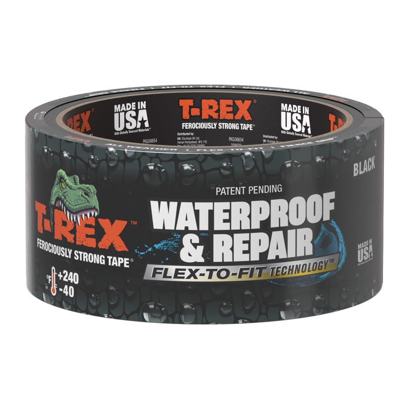 T-REX Flexible Waterproof Tape - Heavy Duty Adhesive Waterproofing Tape for Repair, Leaks, Roof Patches - Extreme Weather & UV Resistance - Black, 1.88" x 30 ft. (Pack of 1) - Image 1