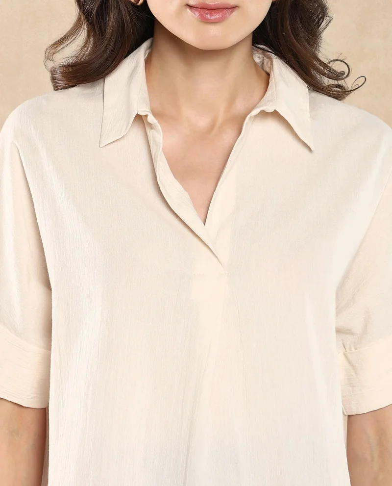 Rareism Women's Plain Off-White Shirt
