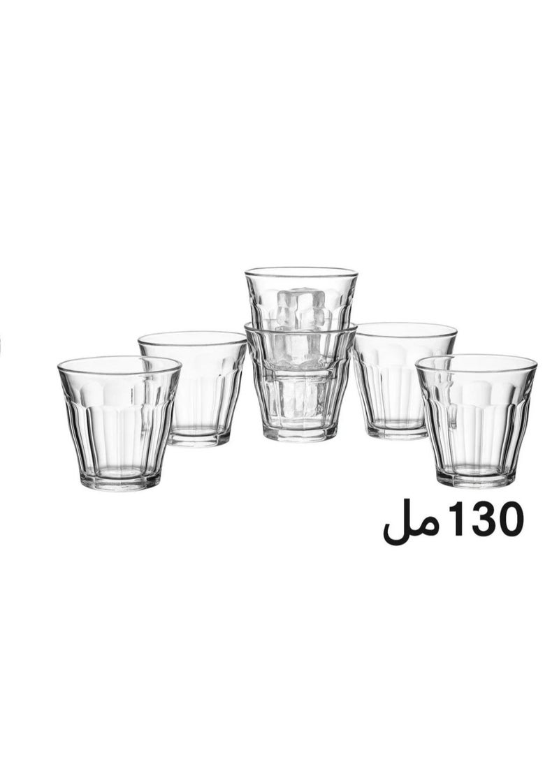 طقم أكواب زجاجية شفافة 6 قطع بتصميم كلاسيكي أنيق - Image 3