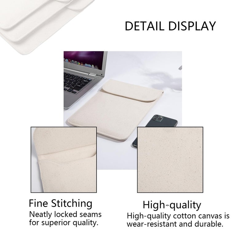 YONBEN Liner Bag iPad Sleeve Soft Case Pouch Square Inner Bag with Cotton Magnetic Closure Simple and Stylish Storage Case Available for iPad (Beige,Small) - Image 3