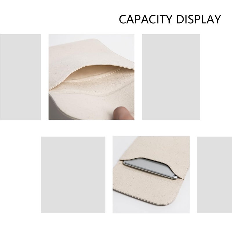 YONBEN Liner Bag iPad Sleeve Soft Case Pouch Square Inner Bag with Cotton Magnetic Closure Simple and Stylish Storage Case Available for iPad (Beige,Small) - Image 4