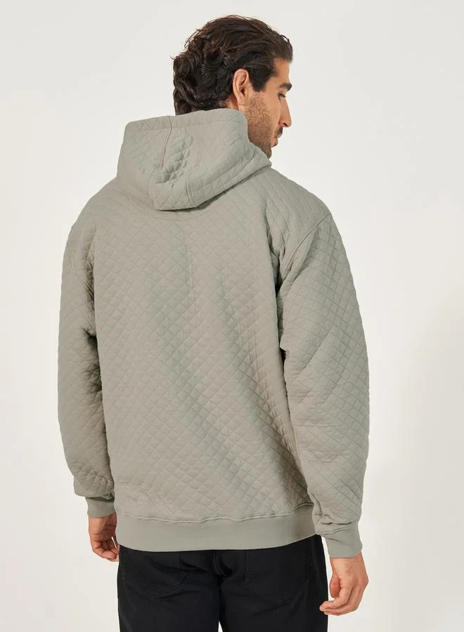 Styli Diamond Quilted Relaxed Hoodie with Kangaroo Pocket