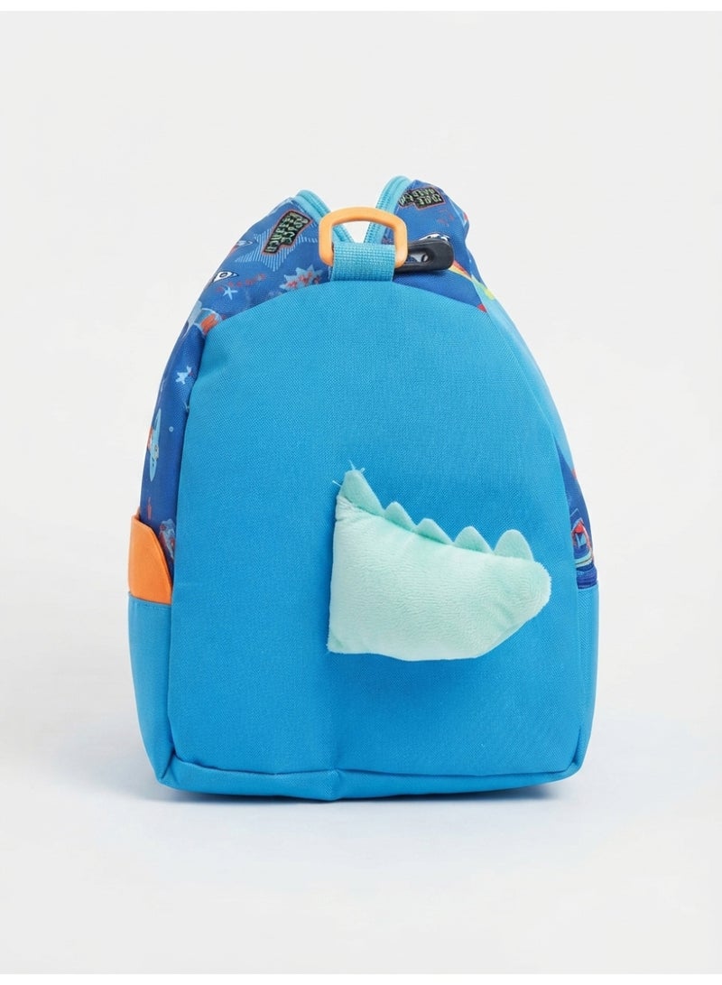 3D Space Dinosaur Kids Travel Duffle Bag (Blue) | Multi-Pocket Nursery & Travel Bag with Plush Feet and Tail - Image 2