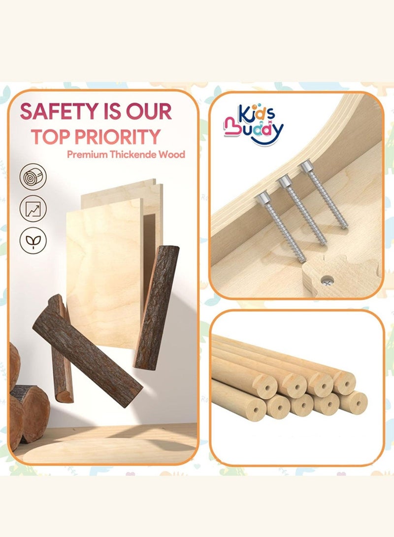 ما بيبي مجموعة مونتيسوري للتسلق ٩ في ١ للأطفال الصغار - صالة ألعاب خشبية مُحسّنة مع قوس هزاز، ومثلث تسلق، وزحليقة، وأرجوحة، وأداة فرز الأشكال، ومتاهة، وسيارات ديناصورات | مركز أنشطة داخلي وخارجي للأطفال (من ١ إلى ٤ سنوات) - Image 4