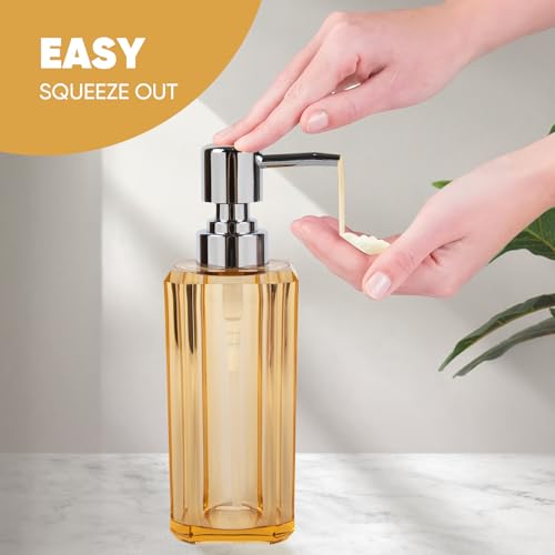 LGURT 4-Piece Champagne Gold Bathroom Accessories Set with Soap Dispenser, Soap Dish, Tumbler & Toothbrush Holder, Glossy Acrylic with Champagne Accent, Vanity Bathroom Decor - Image 4
