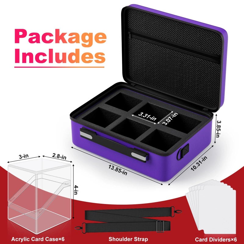 Proijeut Card Deck Box with Portable Case, 6 Pack Clear Commander Deck Box with 6 Dividers, Holds 600+ Double Sleeved Cards, Fit for MTG, YuGiOh, TCG (Purple) - Image 2