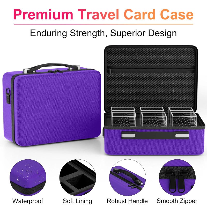 Proijeut Card Deck Box with Portable Case, 6 Pack Clear Commander Deck Box with 6 Dividers, Holds 600+ Double Sleeved Cards, Fit for MTG, YuGiOh, TCG (Purple) - Image 4