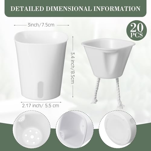 Ziliny 20 Pcs 3 Inch Self Watering Pots Self Watering Planters for Indoor Planters Plastic Garden Flower Pots with Level Indicator Vents for Herbs - Image 3