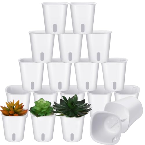 Ziliny 20 Pcs 3 Inch Self Watering Pots Self Watering Planters for Indoor Planters Plastic Garden Flower Pots with Level Indicator Vents for Herbs - Image 1