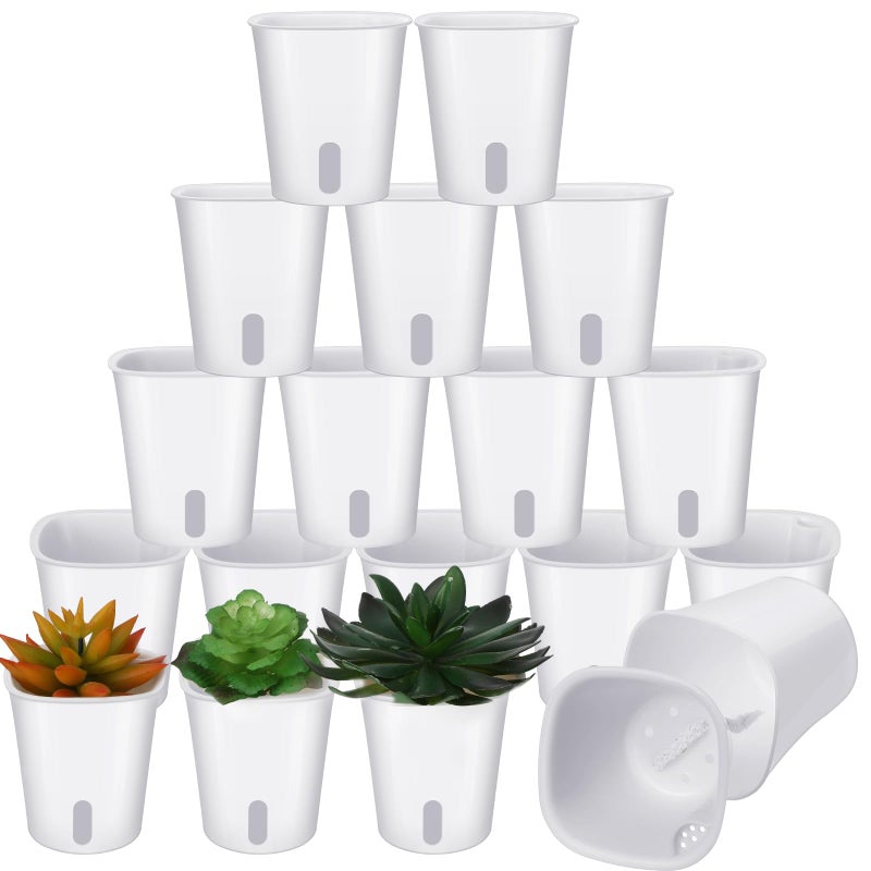 Ziliny 20 Pcs 3 Inch Self Watering Pots Self Watering Planters for Indoor Planters Plastic Garden Flower Pots with Level Indicator Vents for Herbs - Image 2