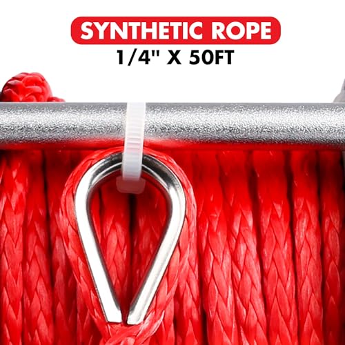 XPV AUTO 12V 4500 lb Winch Electric Winch for Towing ATV/UTV Off Road with Wireless Remote Control Mounting Bracket and Wired Handle,Waterproof IP67(Synthetic Rope) - Image 3