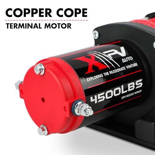 XPV AUTO 12V 4500 lb Winch Electric Winch for Towing ATV/UTV Off Road with Wireless Remote Control Mounting Bracket and Wired Handle,Waterproof IP67(Synthetic Rope) - Image 2