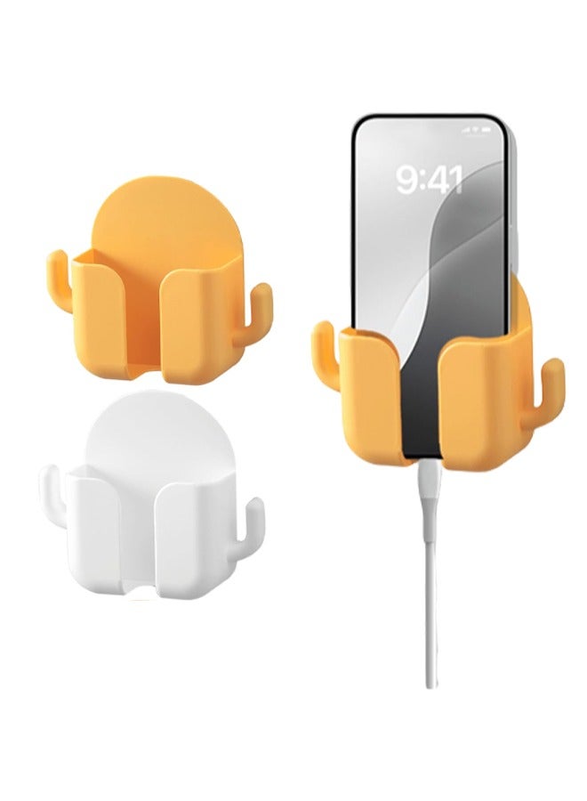 FLYROAD 2 PCS Wall Mount Cell Phone Holder, No Hole Sticky Multi-Function Organizer Wall Mounted Remote Control Organizer for Bedroom, Kitchen, Bathroom and Office(with non-marking sticker)  - Image 1