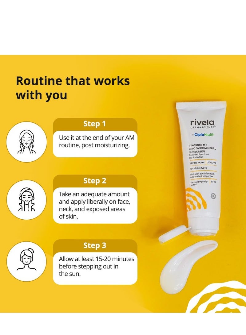 ريفيلا ريفلا ديرماساينس من سيبلا SPF 50، PA+++ لوشن واقٍ من الشمس معدني مع تينوسورب إم، بدون أثر أبيض، حماية من أشعة UVA/UVB للبشرة العادية إلى الجافة، 50 مل - Image 5