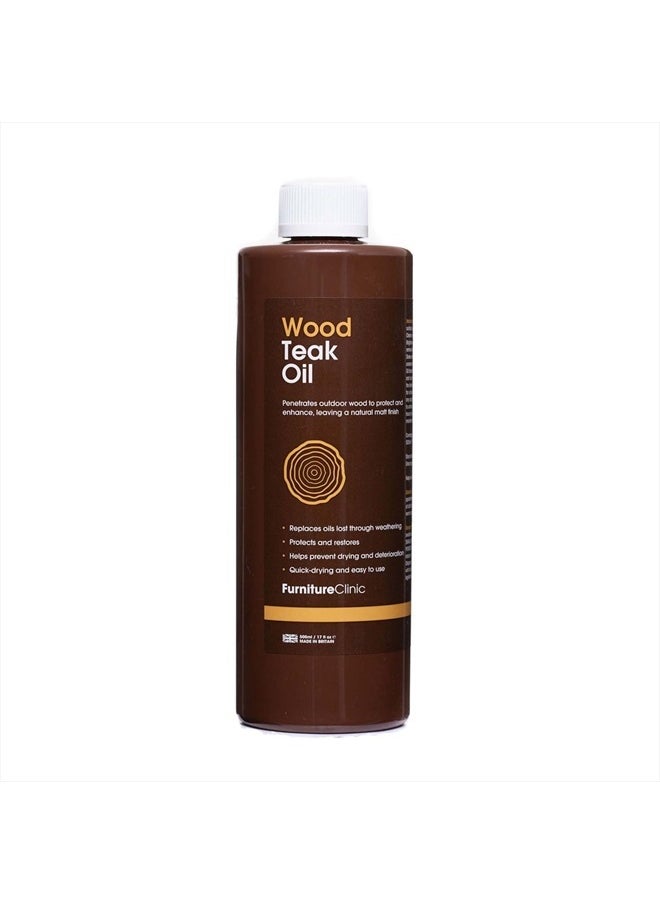 Furniture Clinic - Teak Oil | Wood Oil Protects & Cleans Outdoor & Indoor Furniture | Restores & Protects Wood, Prevents Drying & Other Damage | Natural Matte Finish | Safe for Daily Use, 17oz/500ml - Image 1