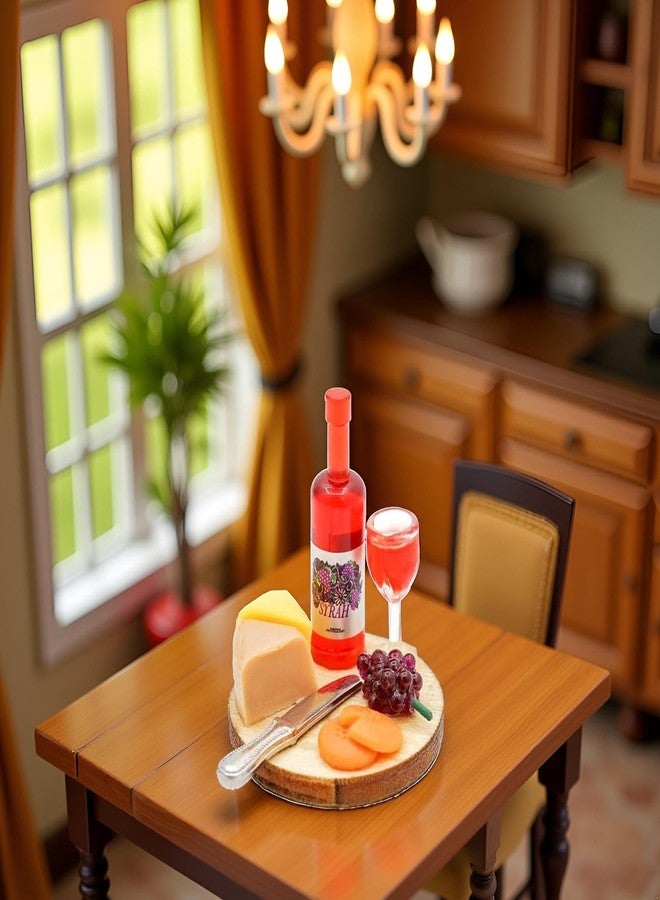 Jowxsx 1 Set 1:12 Scale Miniature Wine Cheese and Board Set Minis Dollhouses Kitchen Dining Room Food Accessories Model Pastries Toy, DIY Micro Scene Decor - Image 3