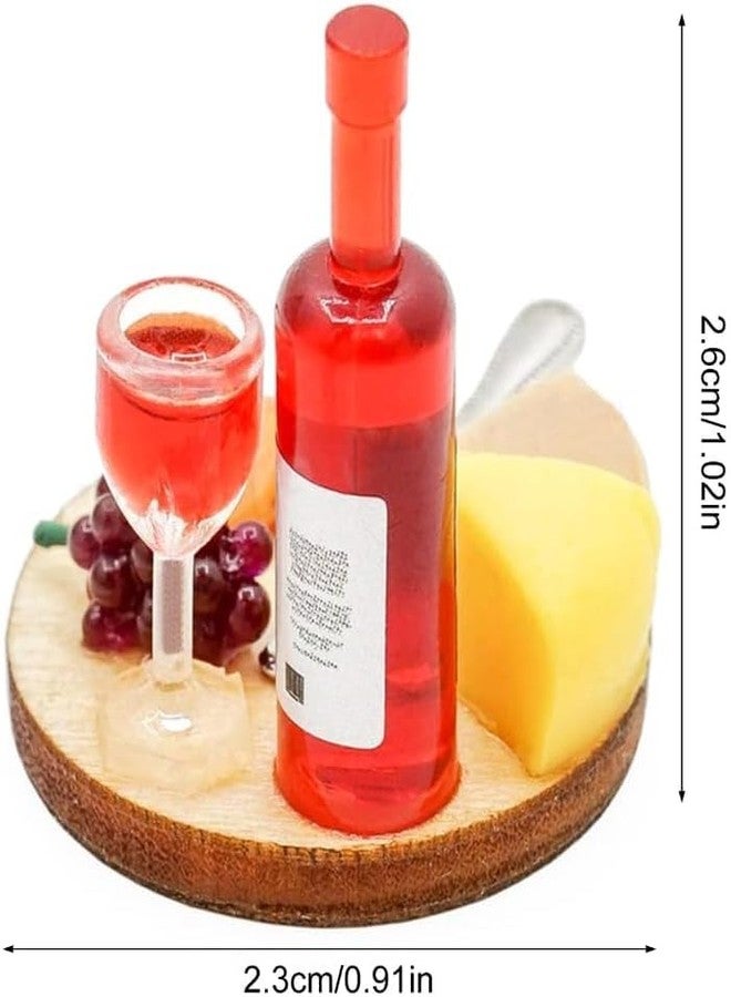 Jowxsx 1 Set 1:12 Scale Miniature Wine Cheese and Board Set Minis Dollhouses Kitchen Dining Room Food Accessories Model Pastries Toy, DIY Micro Scene Decor - Image 2
