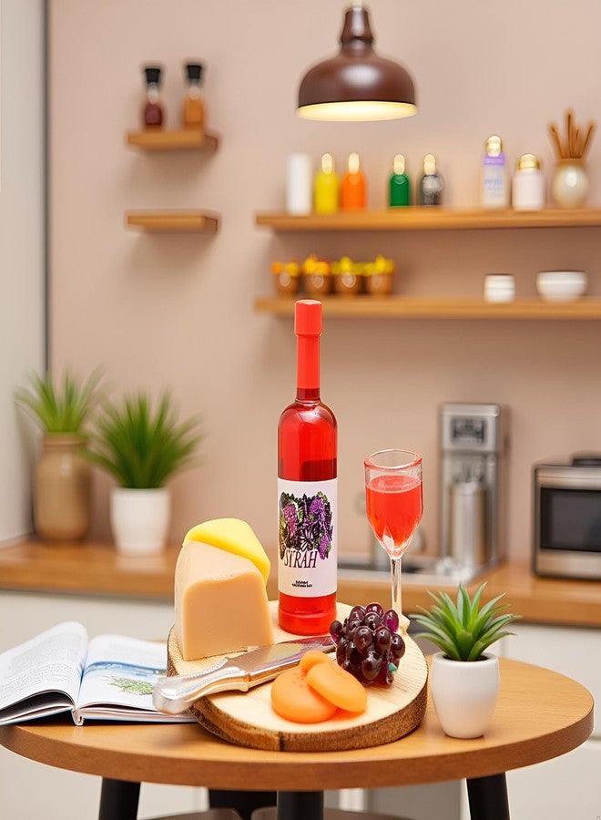 Jowxsx 1 Set 1:12 Scale Miniature Wine Cheese and Board Set Minis Dollhouses Kitchen Dining Room Food Accessories Model Pastries Toy, DIY Micro Scene Decor - Image 4